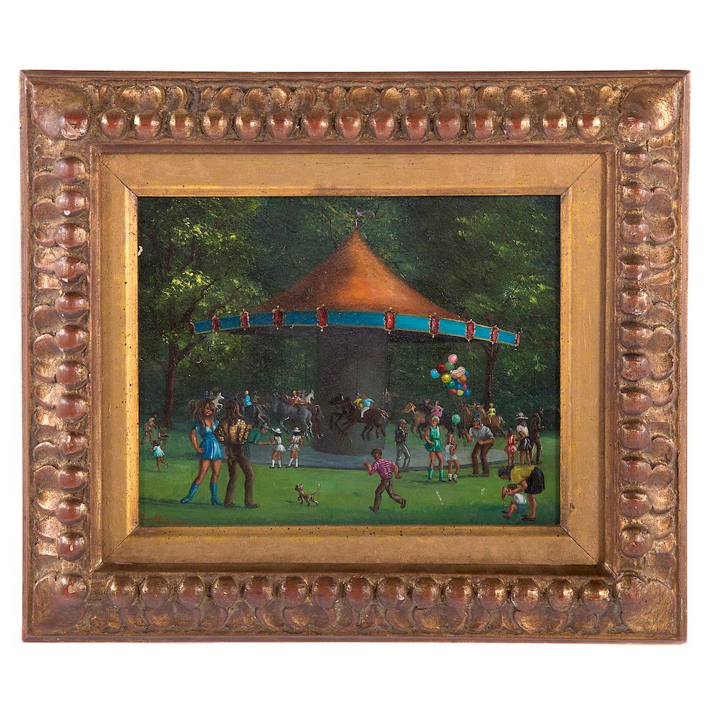 Appraisal: Lois Greiger Merry Go Round Oil on Canvas American th