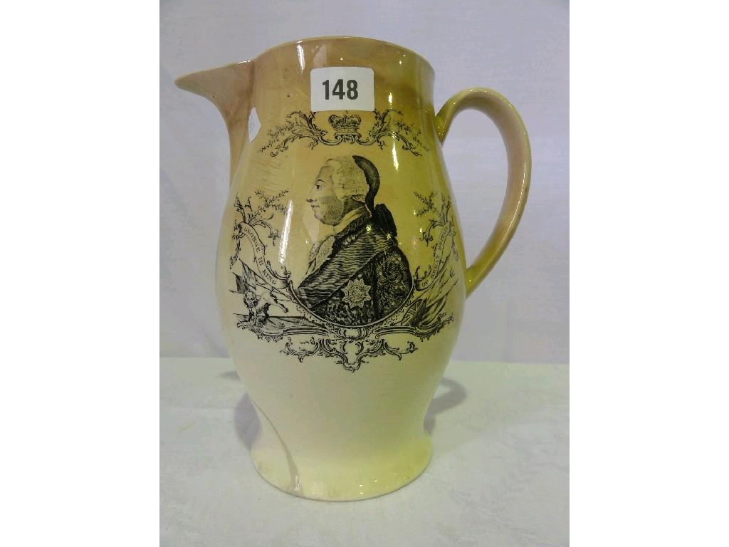 Appraisal: A late th century creamware jug with black printed decoration