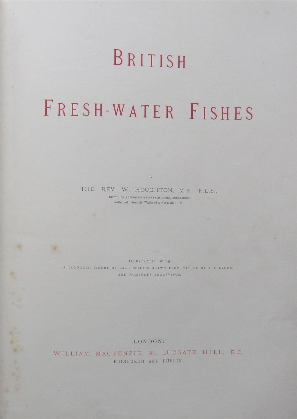 Appraisal: HOUGHTON W BRITISH FRESH-WATER FISHES London volumes in one folio