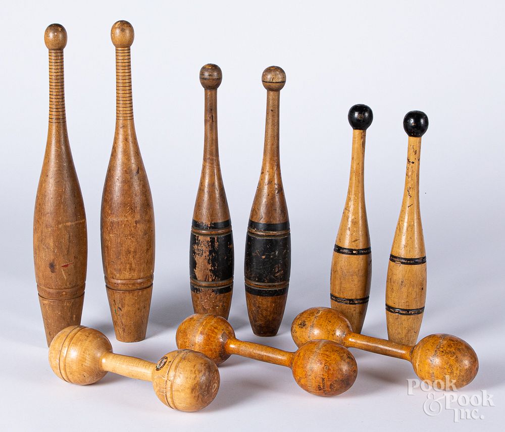 Appraisal: Three pairs of Indian clubs early th c Three pairs