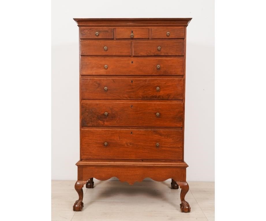 Appraisal: Chester County PA walnut chest on frame circa with molded