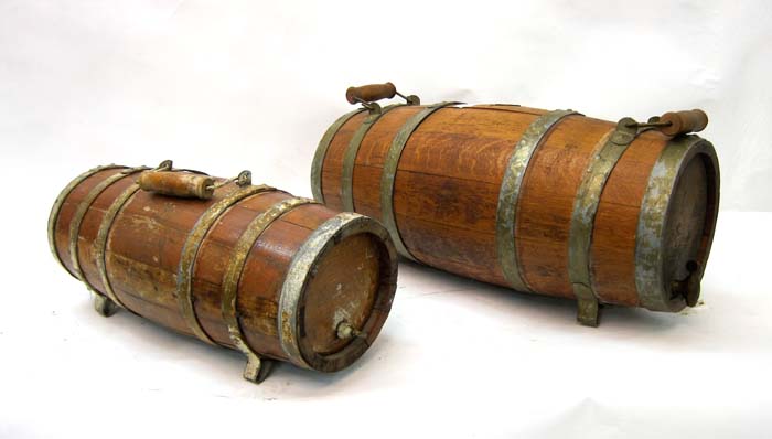 Appraisal: TWO OAK BARREL KEGS OR CASKS American late th early