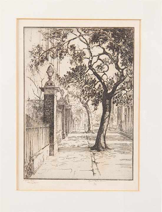 Appraisal: Elizabeth O'Neill Verner South Carolina - LEGARE STREET CHARLESTON etching