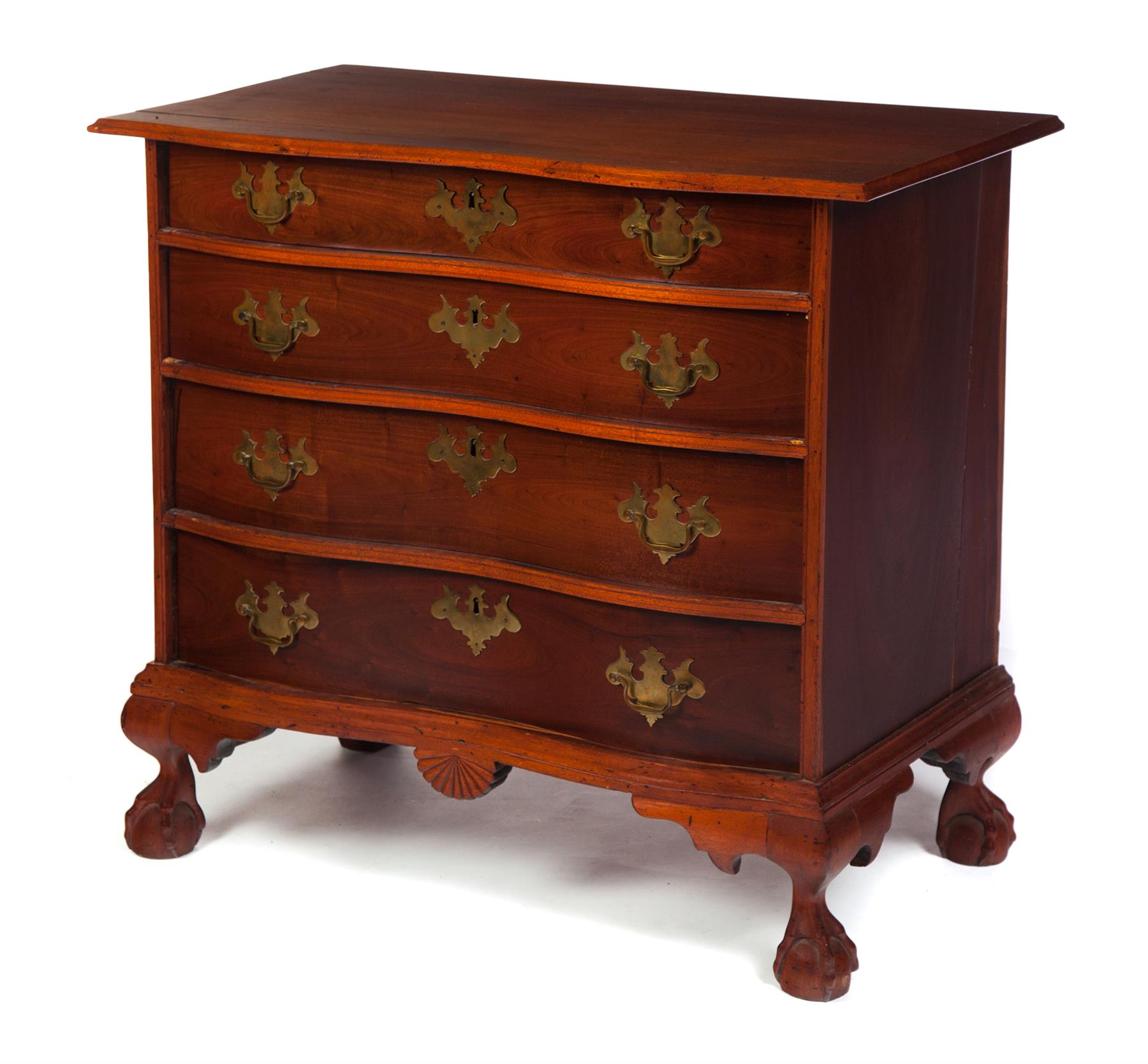 Appraisal: MASSACHUSETTS OXBOW CHIPPENDALE CHEST OF DRAWERS Second quarter- th century