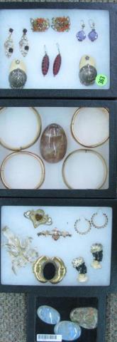 Appraisal: Group of vintage costume jewelry and polished stones including four