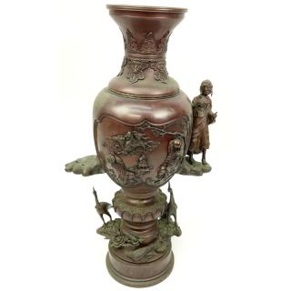 Appraisal: th Century Japanese Bronze High Relief Figural Urn Meiji period