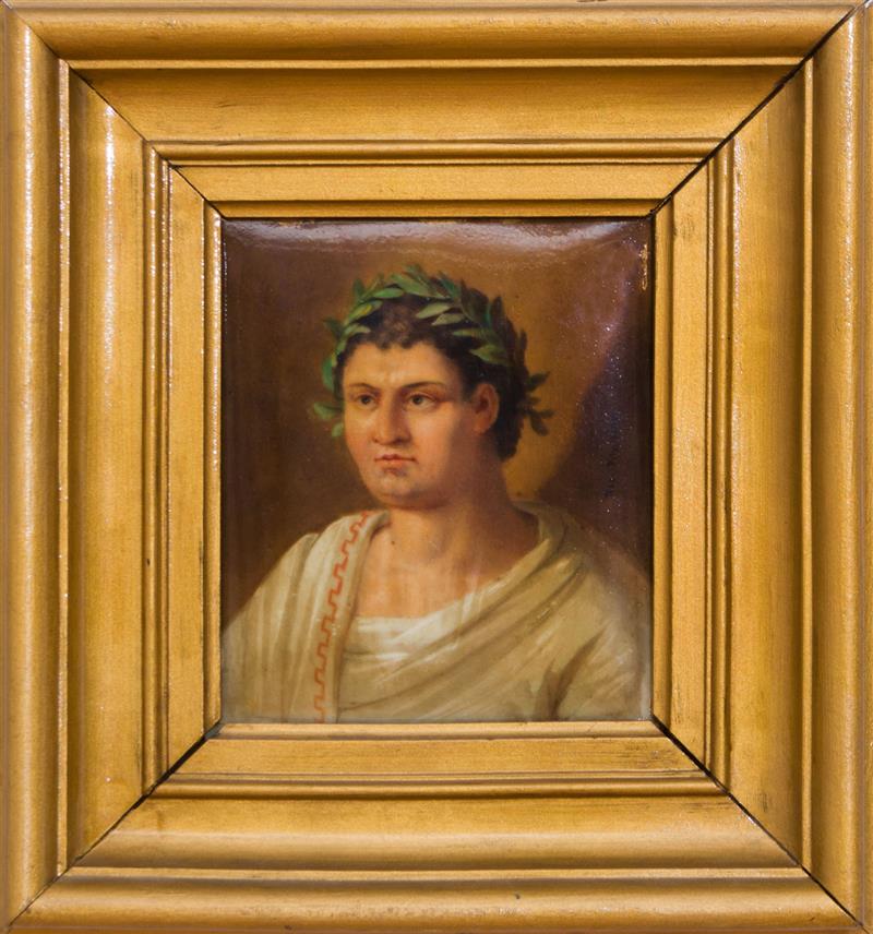 Appraisal: Vienna Painted Porcelain Portrait Plaque 'Nero' Inscribed 'Rob Pilz Pinxit'