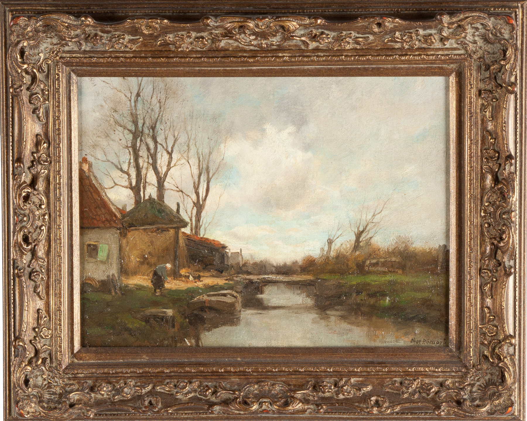 Appraisal: Charles Paul Gruppe American - Canal Scene Sgn Lower right