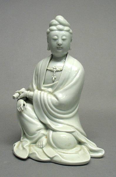 Appraisal: A Dehua porcelain seated Guanyin Republic Period Shown seated in