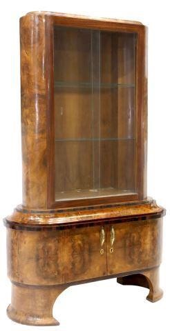 Appraisal: Italian Art Deco walnut vitrine display cabinet c s dual