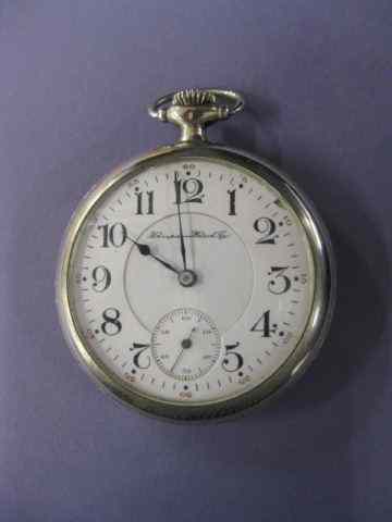 Appraisal: Hampton Railroad Pocketwatch jewels gold-filled hunting case sterling model working