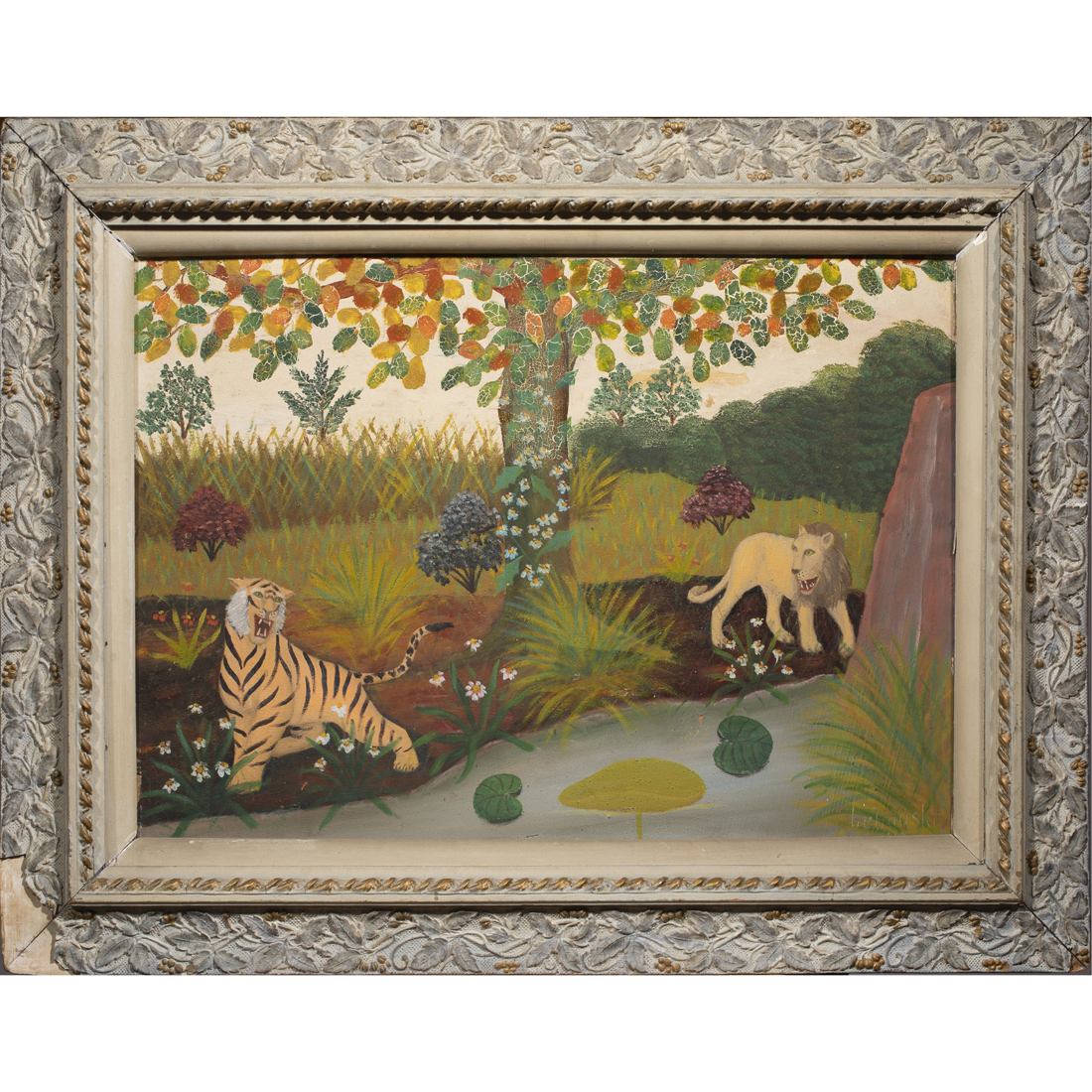 Appraisal: Lawrence Lebdushka American - Lion and Tiger oil on board