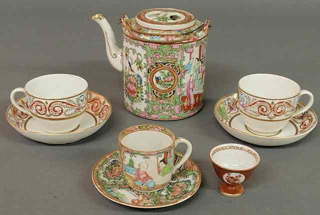 Appraisal: Chinese Rose Medallion teapot h two cups saucers etc