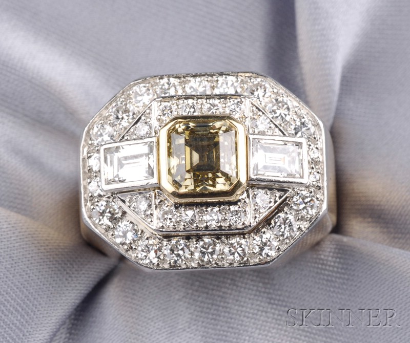 Appraisal: Colored Diamond and Diamond Ring David Webb centering a cognac