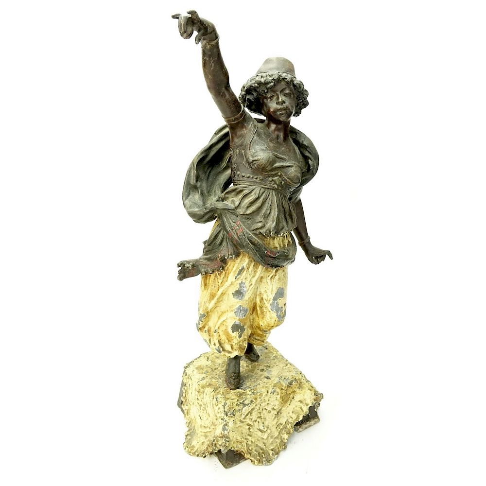 Appraisal: Antique Polychrome Spelter Orientalist Figure Antique French Polychrome Spelter Orientalist