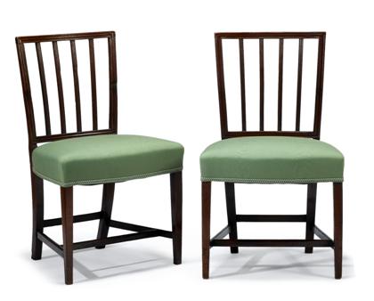 Appraisal: Pair of Federal square back mahogany side chairsportsmouth new hampshire