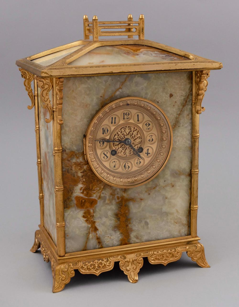 Appraisal: MARTI BRONZE AND ONYX MANTEL CLOCK France Early th Century