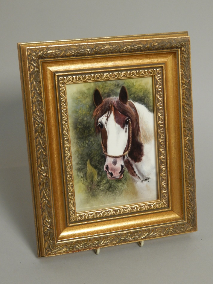 Appraisal: A Durley Fine Porcelain plaque painted with a horse by