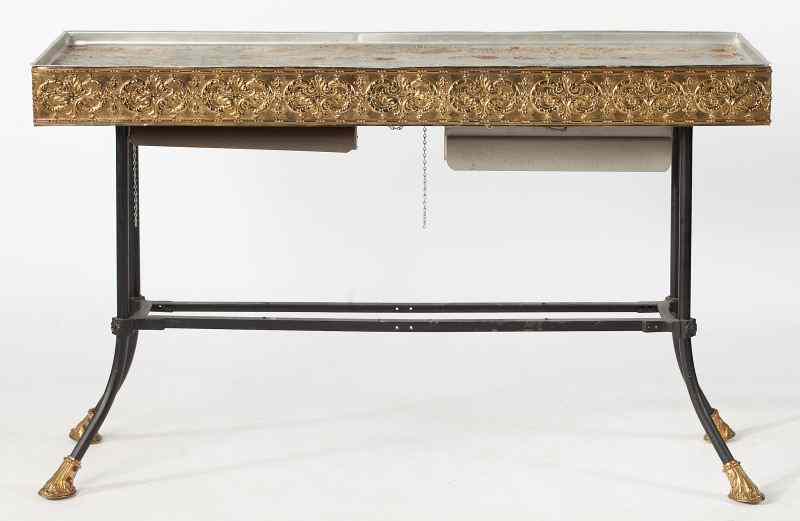 Appraisal: Solarium Console Tablethe rectangular top consisting of a metal tray