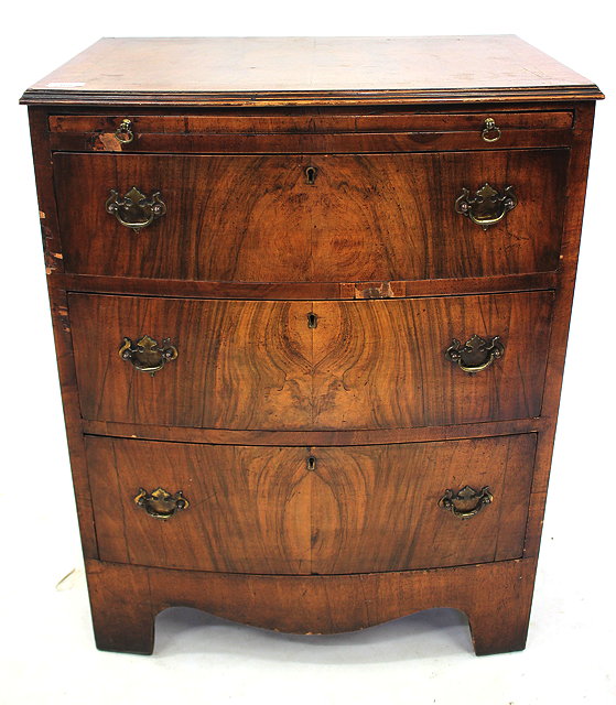 Appraisal: A SMALL GEORGIAN STYLE MAHOGANY BOW FRONTED CHEST with cross