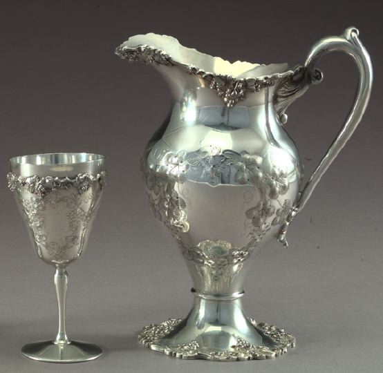 Appraisal: Silverplated Pitcher and Goblet the pitcher an E G Webster