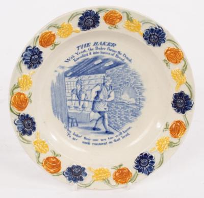 Appraisal: An early th Century nursery plate The Baker With yeast