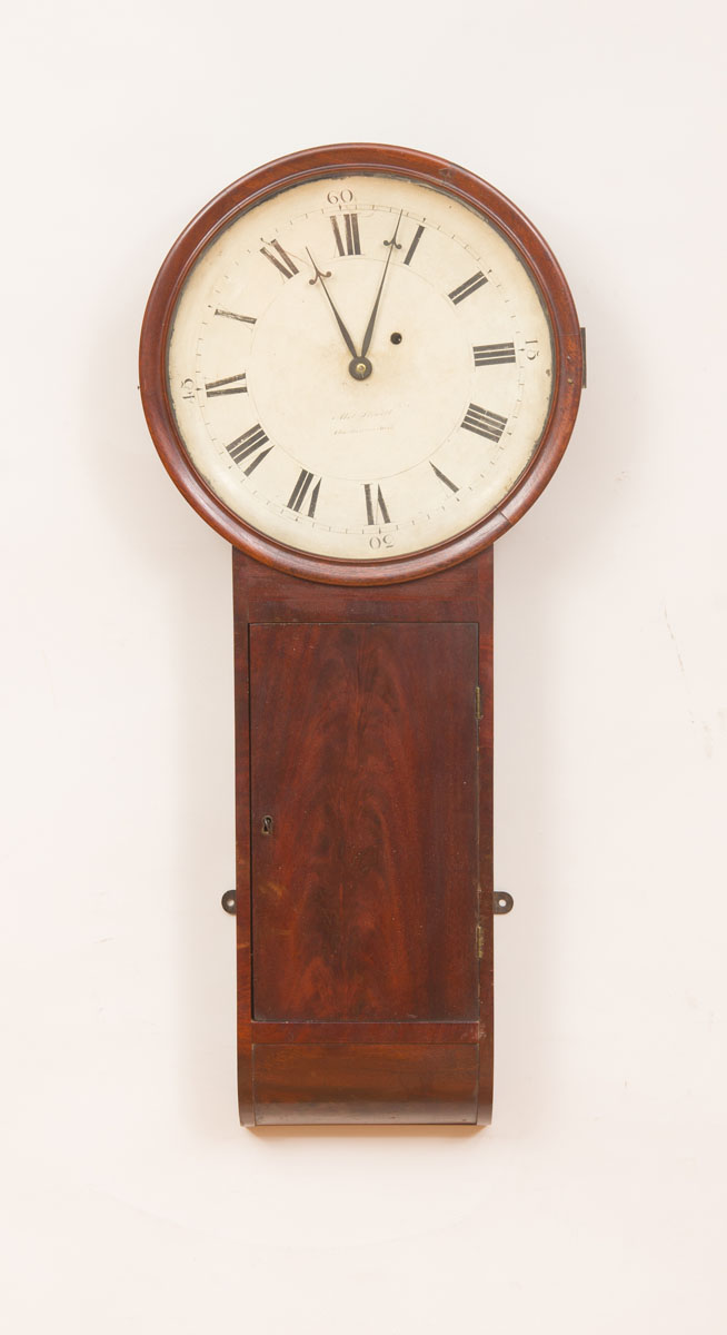 Appraisal: CLASSICAL MAHOGANY WALL CLOCK Enamel dial signed 'Abel Stowell Charlestown