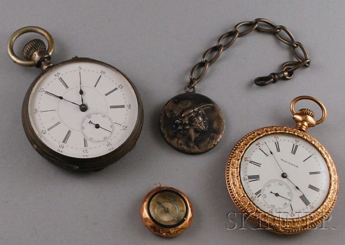 Appraisal: Two Pocket Watches a coin silver Droz Perrett watch and