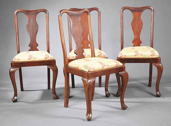 Appraisal: A Set of Four Queen Anne-Style Mahogany Chairs c the