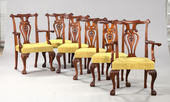 Appraisal: Suite of Six George III-Style Mahogany Dining Chairs consisting of