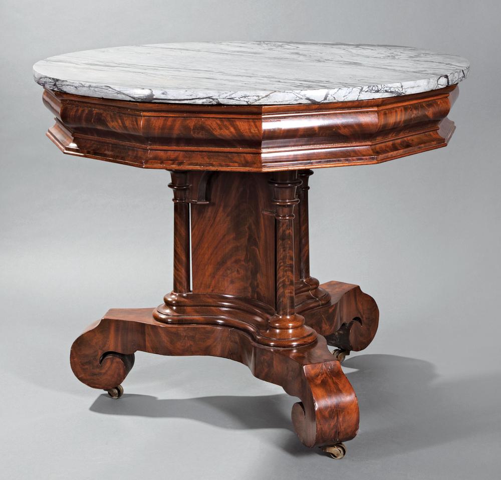 Appraisal: American Classical Carved Mahogany Center Table c attr to J