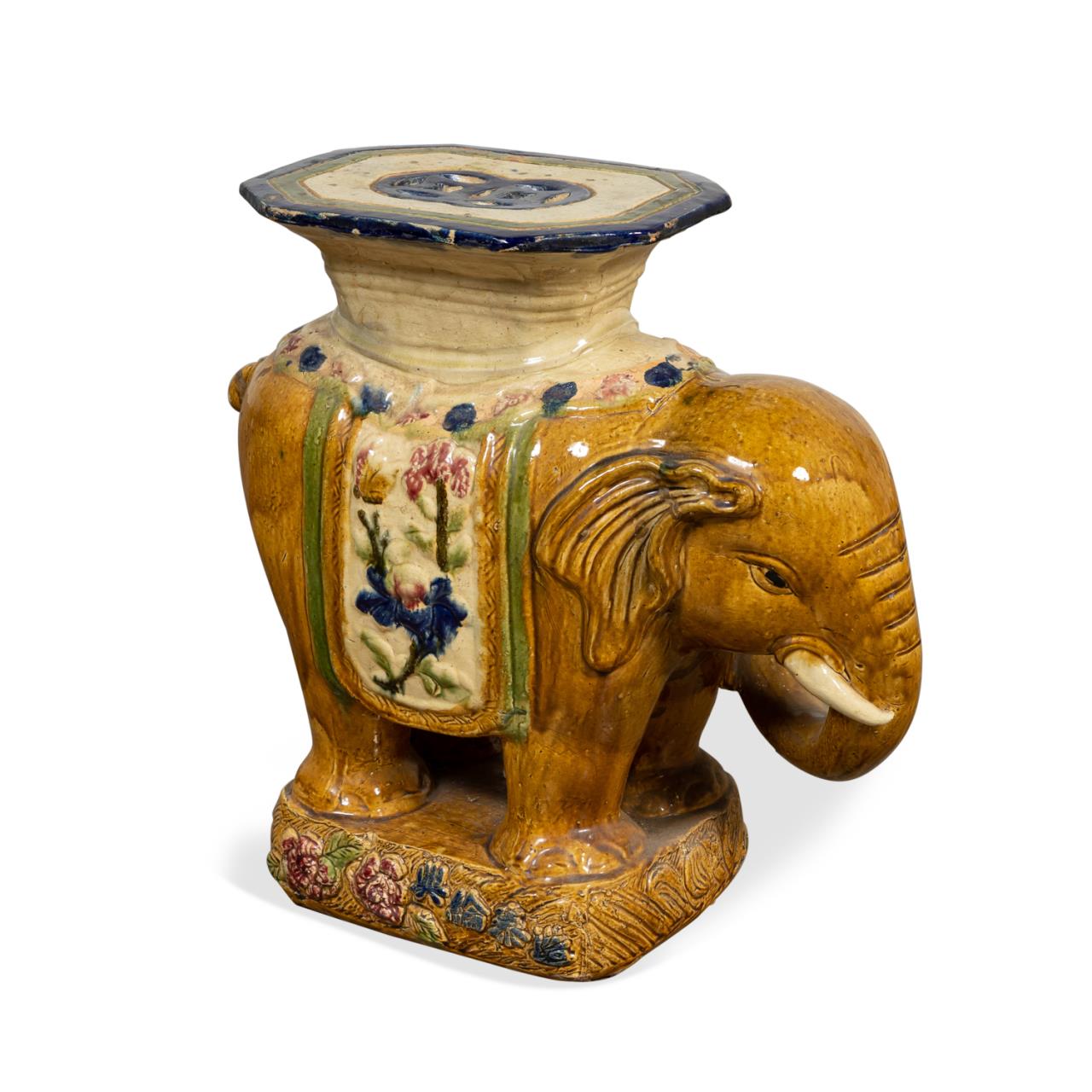 Appraisal: CHINESE ELEPHANT FORM GLAZED GARDEN SEAT Chinese yellow ground glazed