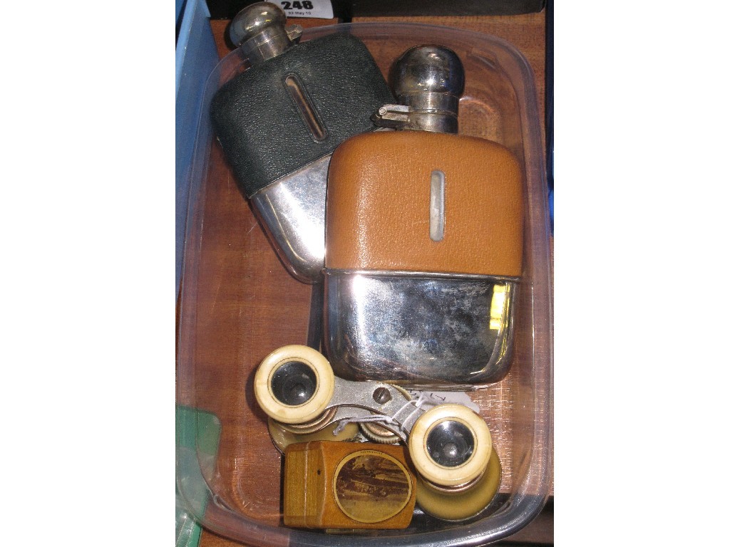 Appraisal: Lot comprising two hip flasks opera glasses and a Mauchline