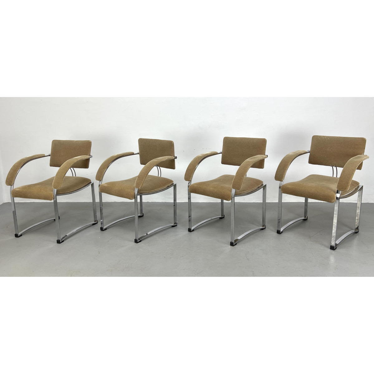 Appraisal: Set SAPORITI ITALIA Chrome Arm Chairs Labels Dimensions H inches