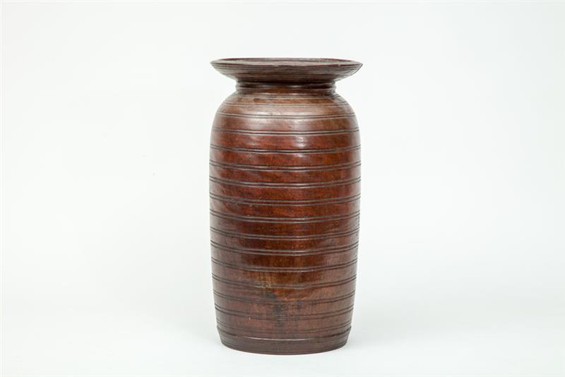 Appraisal: Turned Wooden Vase With removable copper cylindrical liner x in