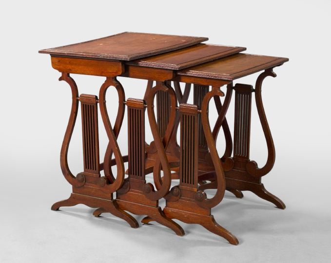 Appraisal: Suite of Three Edwardian Nesting Tables ca each with a