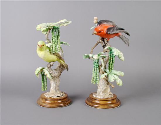 Appraisal: A Pair of Royal Worcester Dorothy Doughty Birds Scarlet Tanagers