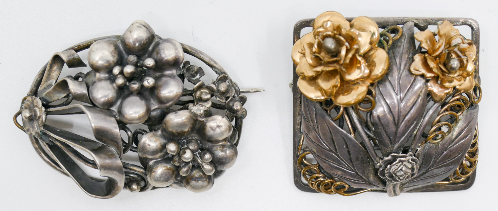 Appraisal: pc Hobe Sterling Floral Brooches '' Approx - Grams TW