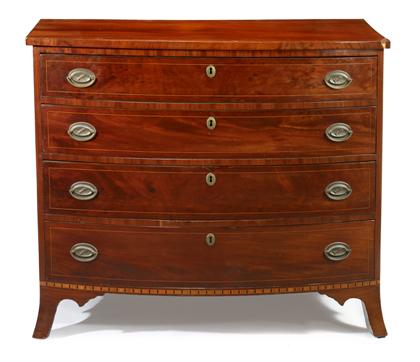 Appraisal: Federal inlaid mahogany bow front chest of drawersprobably baltimore circa