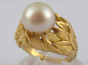 Appraisal: Boucheron An carat gold cultured pearl ring by Boucheron signed