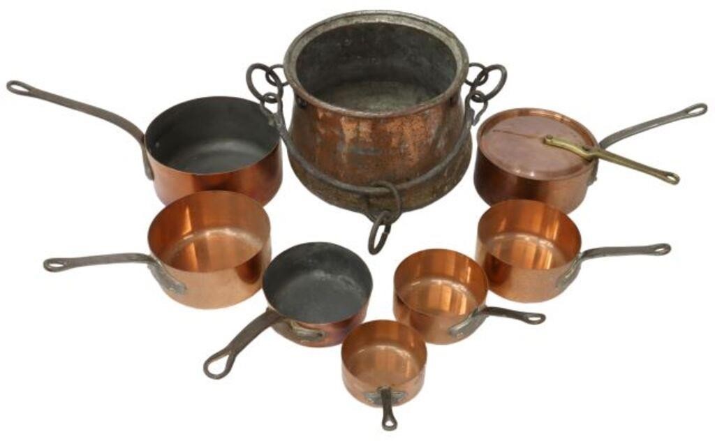 Appraisal: lot of French copper kitchenware including graduated pans some marked