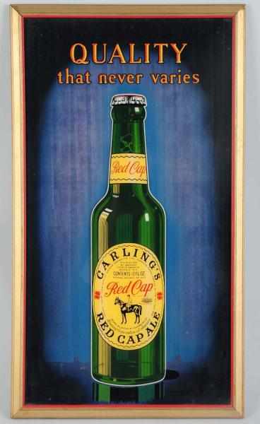 Appraisal: Red Cap Ale Reverse Glass Transfer Bottle Sign Nice overall