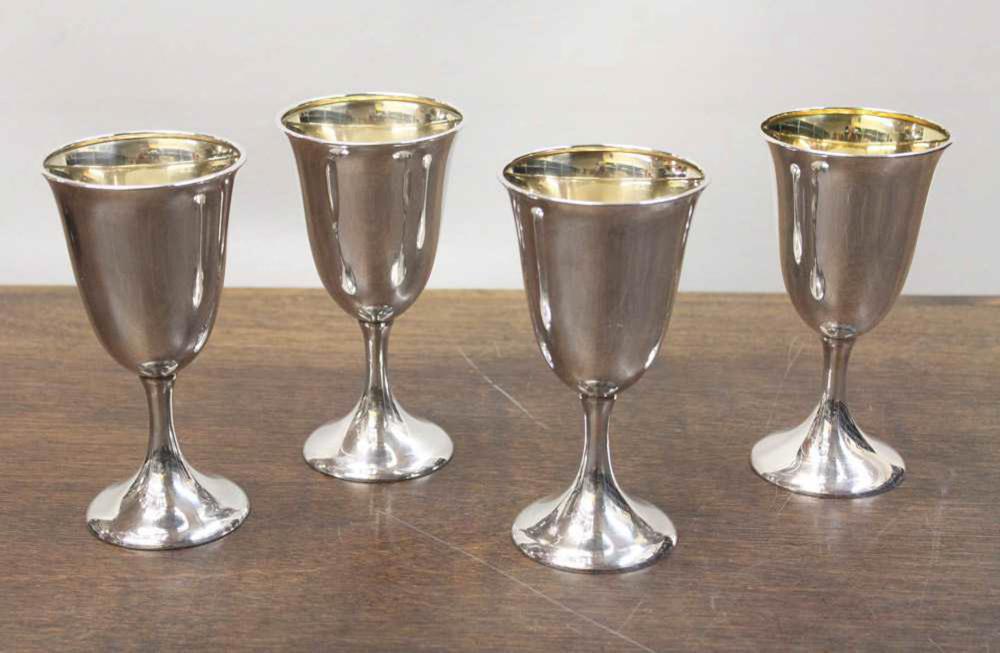 Appraisal: SET OF FOUR STERLING SILVER GOBLETS by the maker M