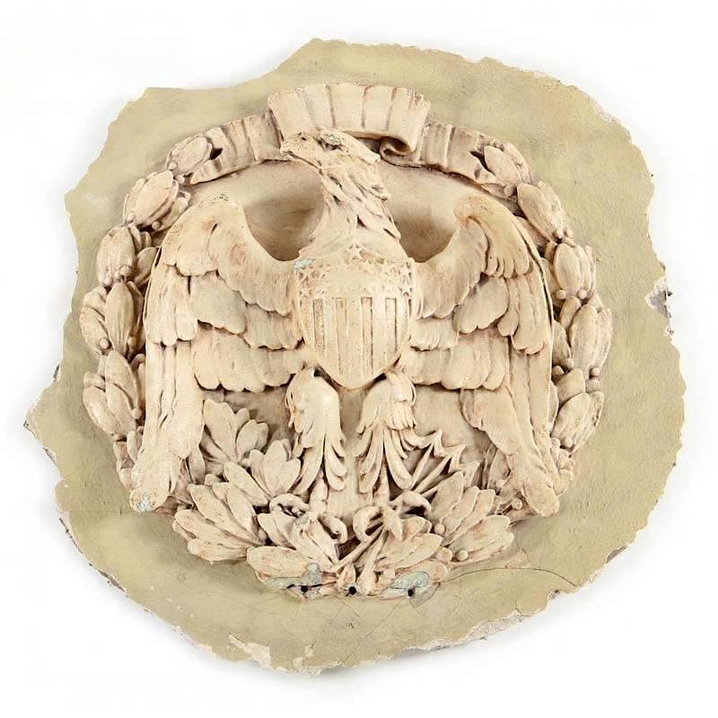 Appraisal: American Eagle-With-Shield Architectural Medallion late th-early th century cast plaster