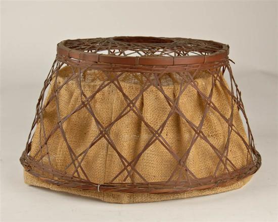 Appraisal: Arts Crafts Lampshade wicker lined with burlap some condition issues