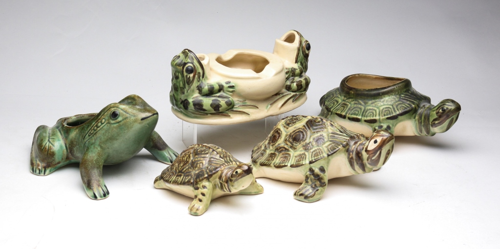 Appraisal: First half th century Three turtles including planter to l