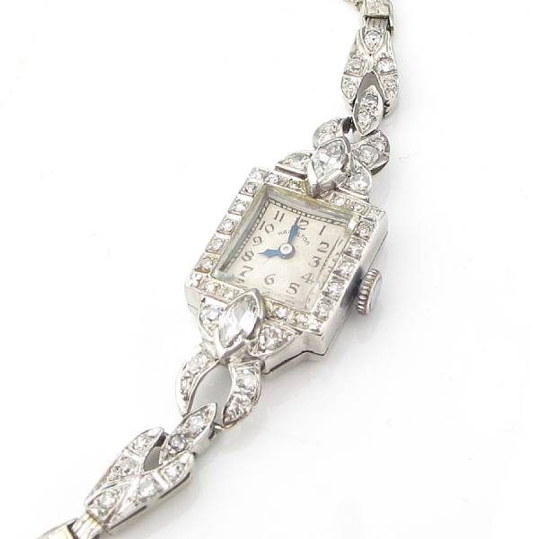 Appraisal: An Art Deco diamond platinum and k white gold ladies