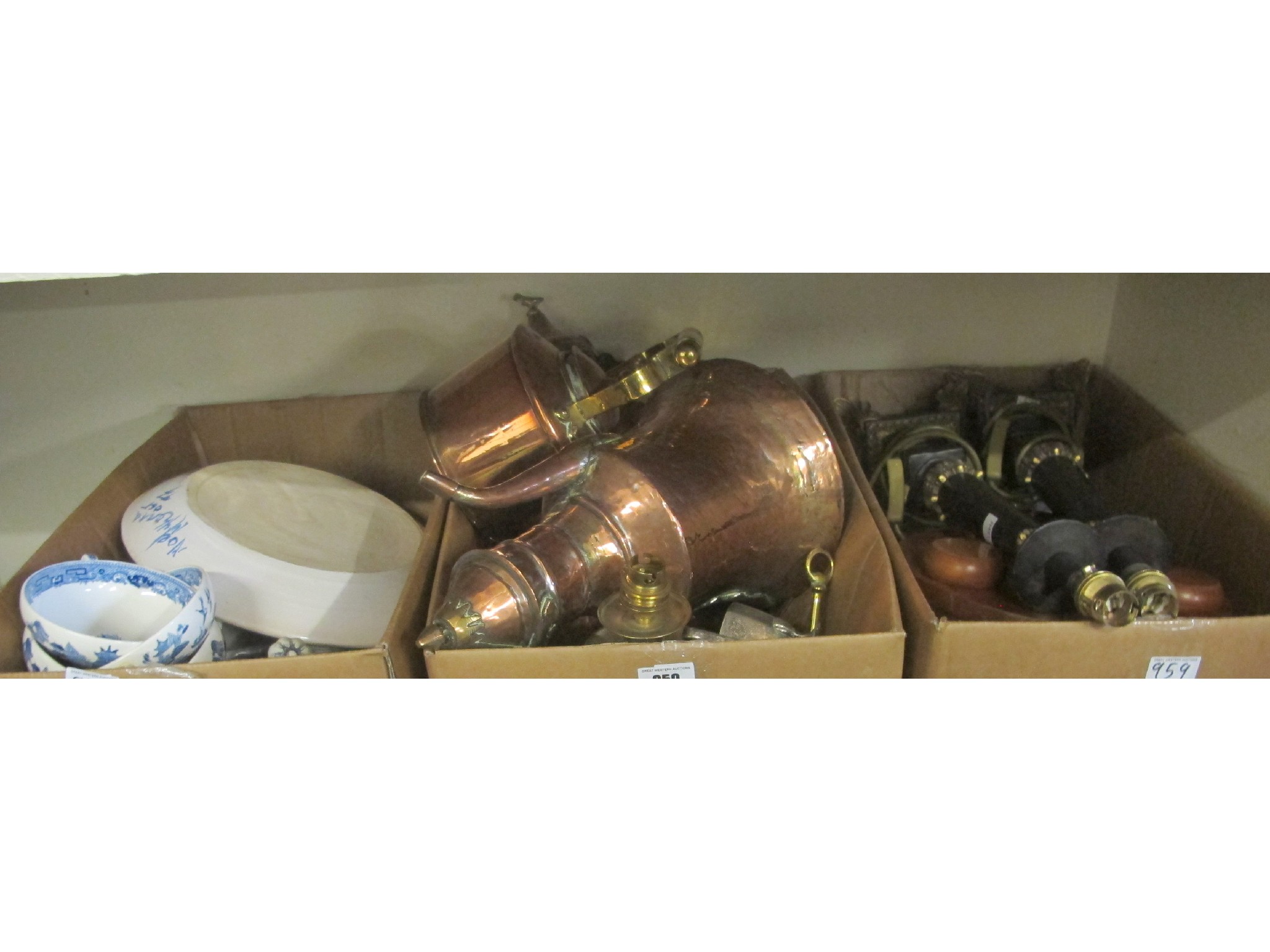 Appraisal: Three boxes of brassware and ceramics