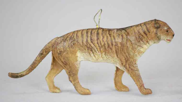 Appraisal: DRESDEN TIGER CHRISTMAS TREE ORNAMENT Germany fine example of this