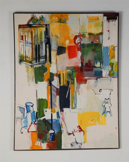 Appraisal: Abstract Interior Study Oil on Canvas wood frame unsigned H